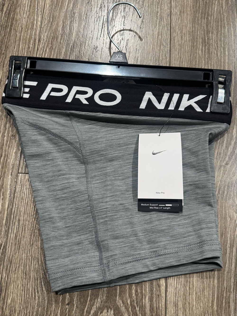 NWT Nike Women's Grey Pro Boxer Briefs with Black Logo Waistband